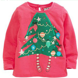 Jumpingbaby 2017 Kids Clothes Children Girls Camiseta Santa T-shirts Baby Kitty Clothes Toddler Girl T-shirt Roupas Christmas