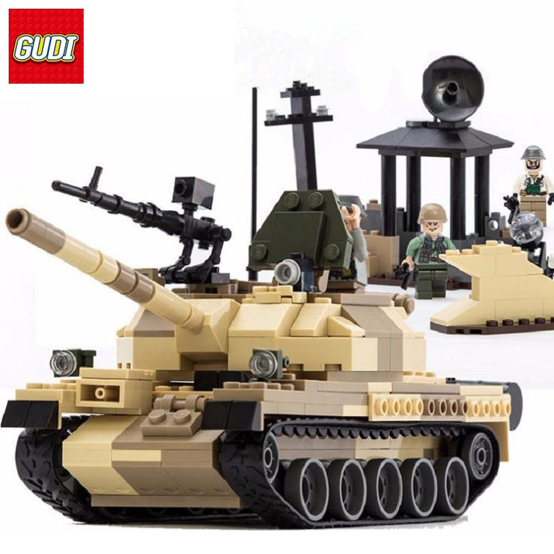 GUDI Military Building Blocks 372pcs War Weapon Armed T-62 Tanks model Bricks compatible Legoe blocks Toys for children Boys