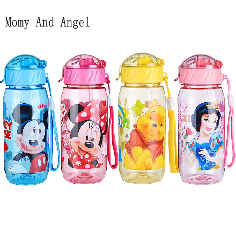 HOT SALE Disne Minnie/Mickey Mouse Kids Drinking Bottle Folding Straw School Childrens Cup Sipper Bottle Feeding Children Gift