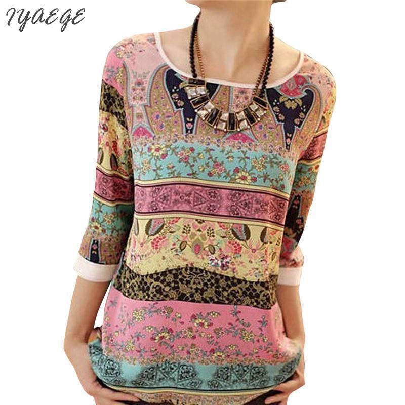 Women Summer Top Femme Body Flower Floral Color Print Blouse Shirt Feminine Tops Ethnic Vintage Clothing Women's Blouses Cold