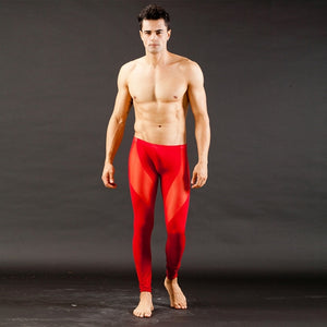 Men See Through Jeans Mesh Low Rise Long johns Thermal Pants Underwear Trousers Buttons