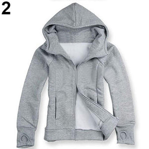 Cool Men Winter Warm Solid Color Gloves Sleeve Hooded Sweatshirt Outwear Jacket