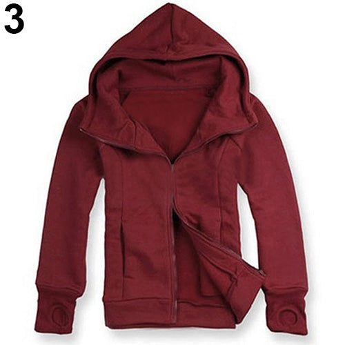 Cool Men Winter Warm Solid Color Gloves Sleeve Hooded Sweatshirt Outwear Jacket