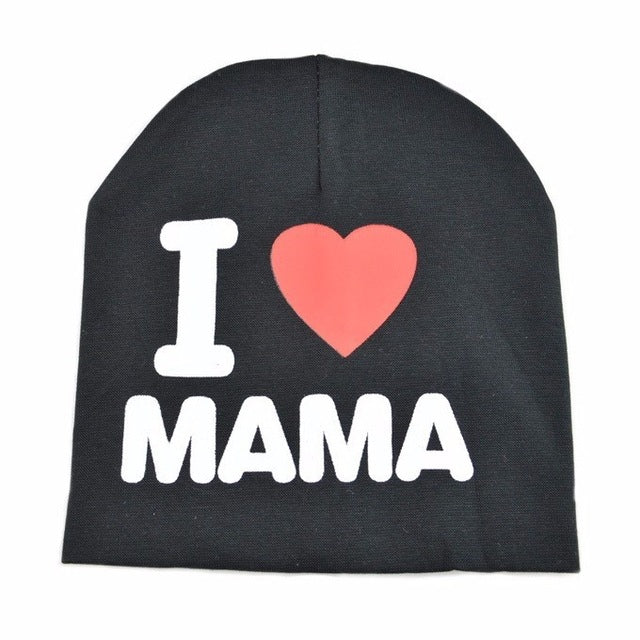 Autumn Spring I Love Papa Mama Print Baby Hat Kids Crochet Cap Infant Girl Boy Warm Hats Child Cotton Knitted Beanies