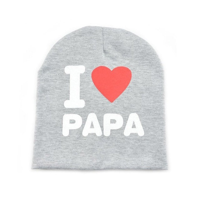 Autumn Spring I Love Papa Mama Print Baby Hat Kids Crochet Cap Infant Girl Boy Warm Hats Child Cotton Knitted Beanies