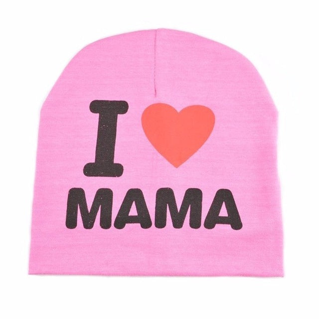 Autumn Spring I Love Papa Mama Print Baby Hat Kids Crochet Cap Infant Girl Boy Warm Hats Child Cotton Knitted Beanies