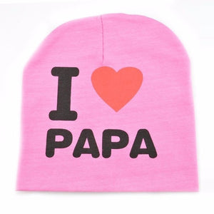 Autumn Spring I Love Papa Mama Print Baby Hat Kids Crochet Cap Infant Girl Boy Warm Hats Child Cotton Knitted Beanies