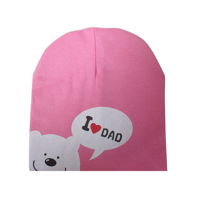 Autumn Spring I Love Papa Mama Print Baby Hat Kids Crochet Cap Infant Girl Boy Warm Hats Child Cotton Knitted Beanies