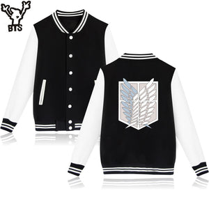 BTS Attack On Titans Baseball Jacket Hoodies And Sweatshirt For Couples Funny Anime Capless Hoodies Men Cartoon Jacket Clothes