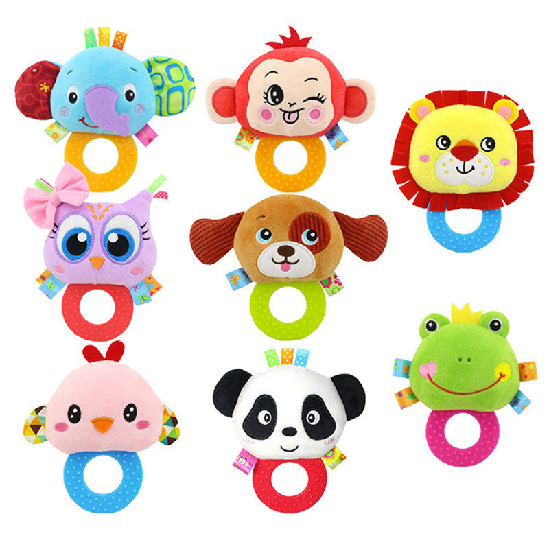 1pc Baby Teethers With Rattle Cartoon Doll Plush Toys Silicone Food Grade Teethers Children Hanging Toys