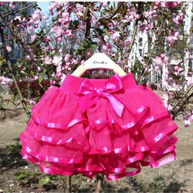 Girls tutu skirts baby ballerina skirt childrens chiffon fluffy pettiskirts kids Hallowmas casual candy color skirt