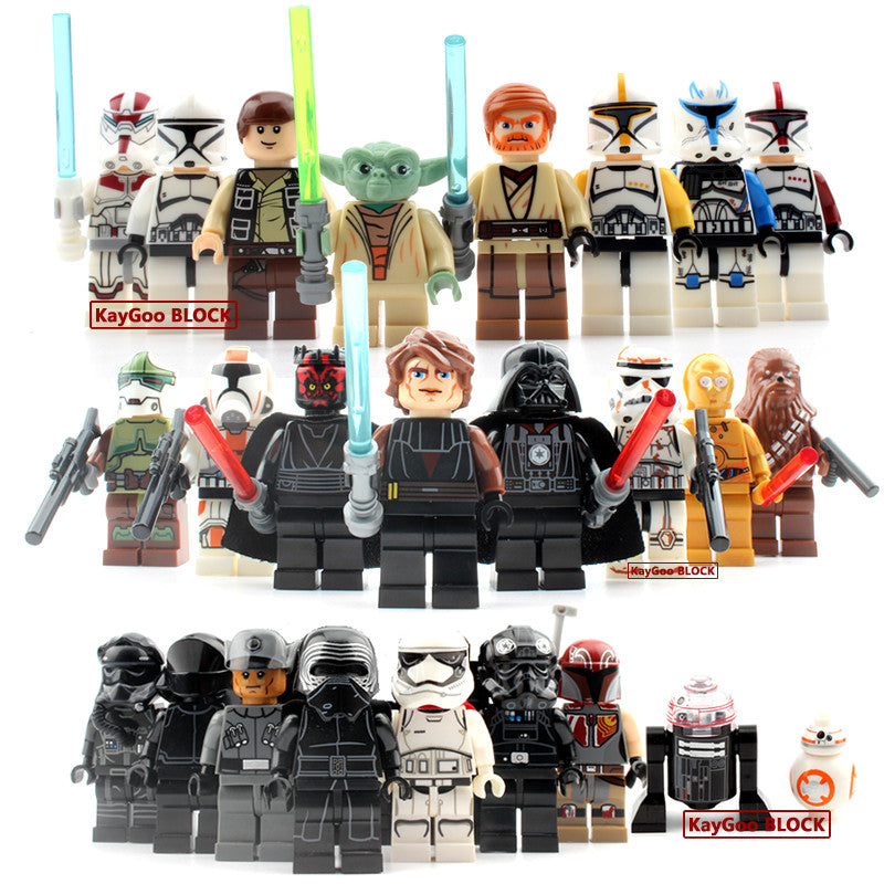 24pcs/lot Star Series Space War Yoda Obi-Wan Darth Vader BB8 Building Blocks Brick  kids Toy figures Gifts